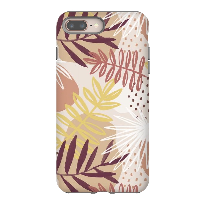 iPhone 7 plus StrongFit Modern tropical leaves and spots - terracotta by Oana 