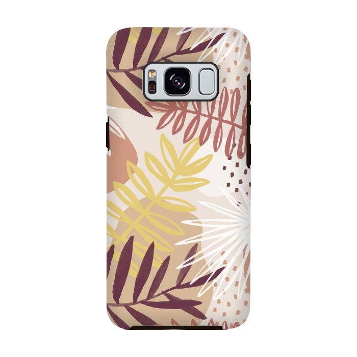 Galaxy S8 StrongFit Modern tropical leaves and spots - terracotta by Oana 