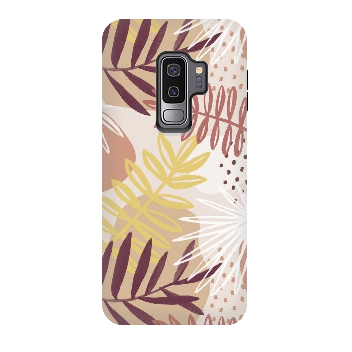 Galaxy S9 plus StrongFit Modern tropical leaves and spots - terracotta by Oana 