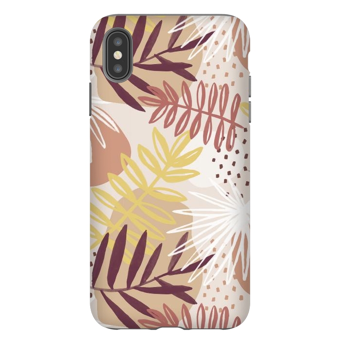 iPhone Xs Max StrongFit Modern tropical leaves and spots - terracotta by Oana 