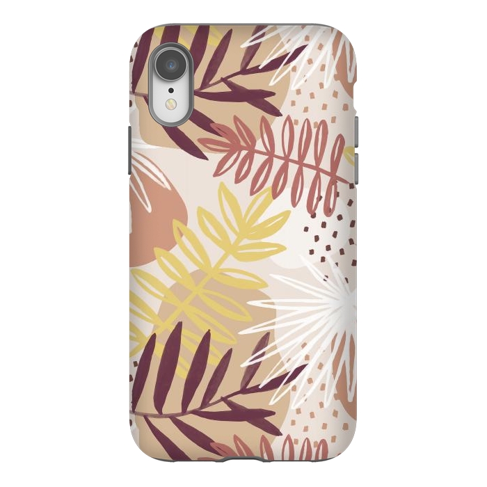 iPhone Xr StrongFit Modern tropical leaves and spots - terracotta by Oana 