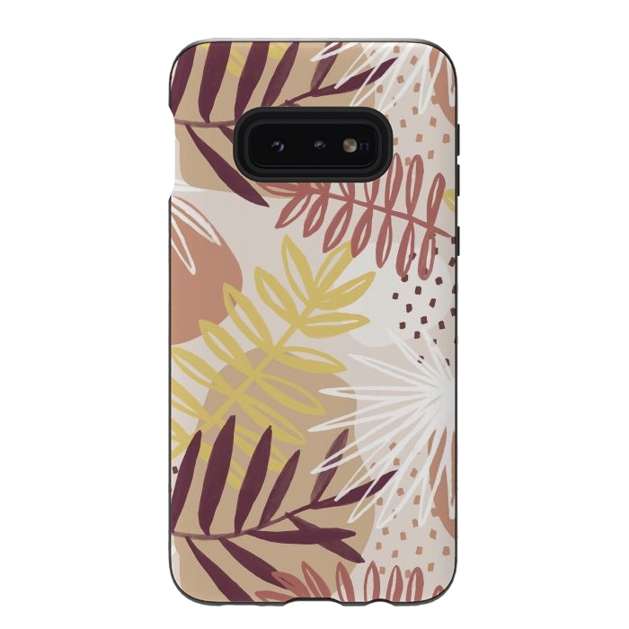 Galaxy S10e StrongFit Modern tropical leaves and spots - terracotta by Oana 