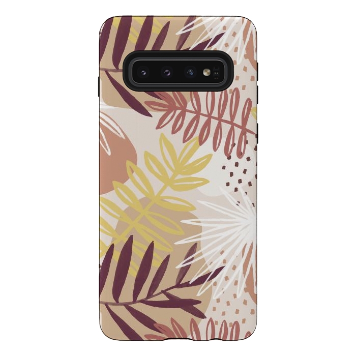Galaxy S10 StrongFit Modern tropical leaves and spots - terracotta by Oana 