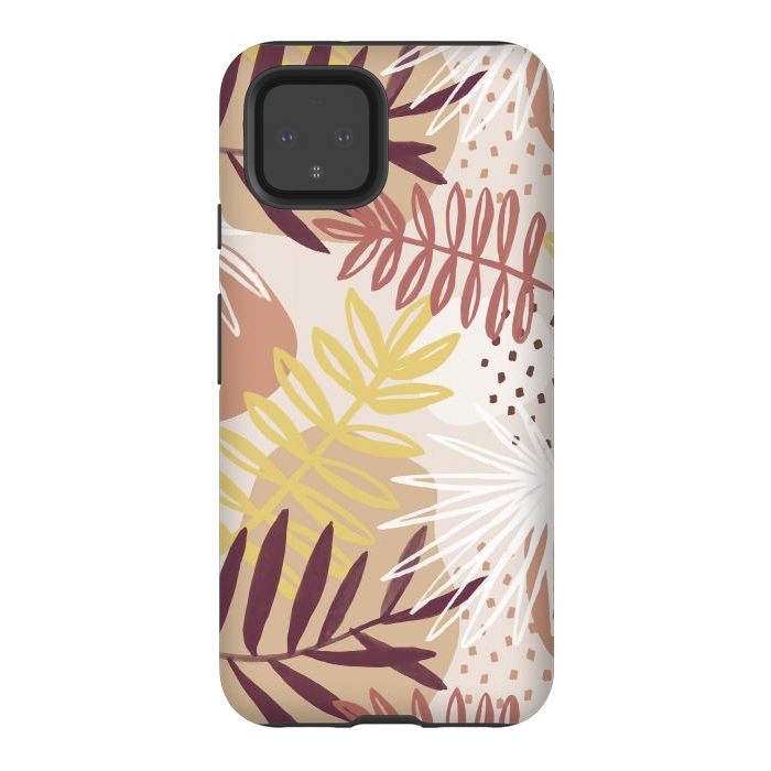 Pixel 4 StrongFit Modern tropical leaves and spots - terracotta by Oana 