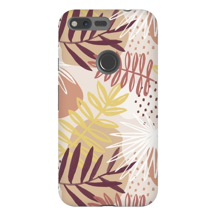 Pixel XL StrongFit Modern tropical leaves and spots - terracotta by Oana 
