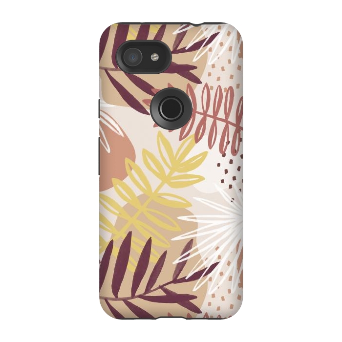 Pixel 3A StrongFit Modern tropical leaves and spots - terracotta by Oana 