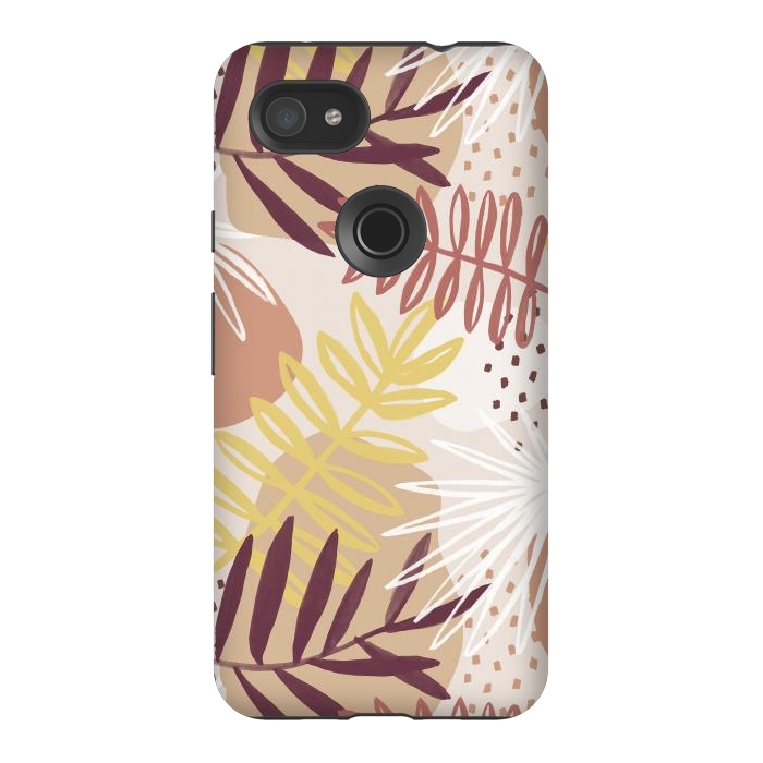 Pixel 3AXL StrongFit Modern tropical leaves and spots - terracotta by Oana 