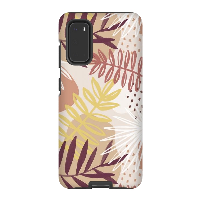 Galaxy S20 StrongFit Modern tropical leaves and spots - terracotta by Oana 
