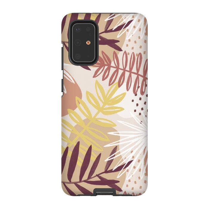 Galaxy S20 Plus StrongFit Modern tropical leaves and spots - terracotta by Oana 