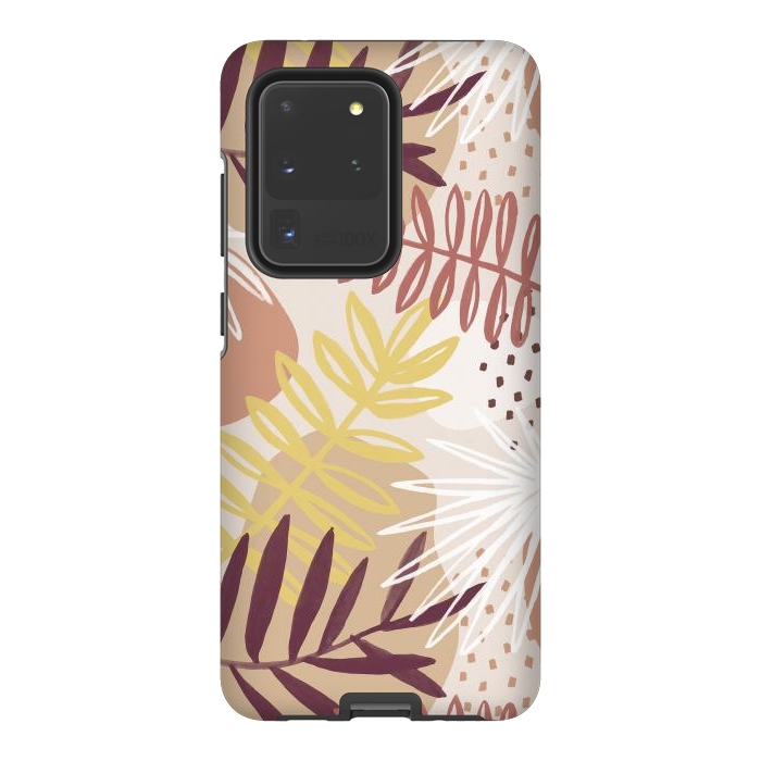 Galaxy S20 Ultra StrongFit Modern tropical leaves and spots - terracotta by Oana 