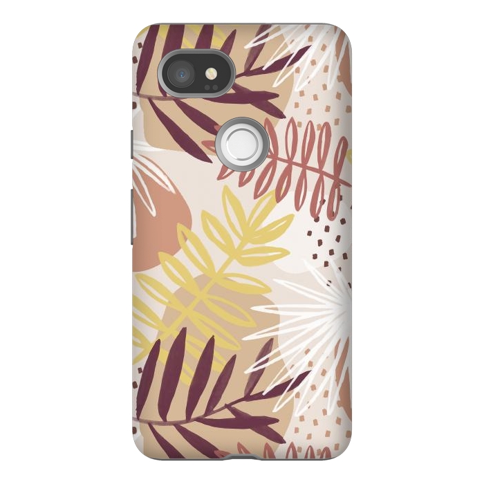 Pixel 2XL StrongFit Modern tropical leaves and spots - terracotta by Oana 