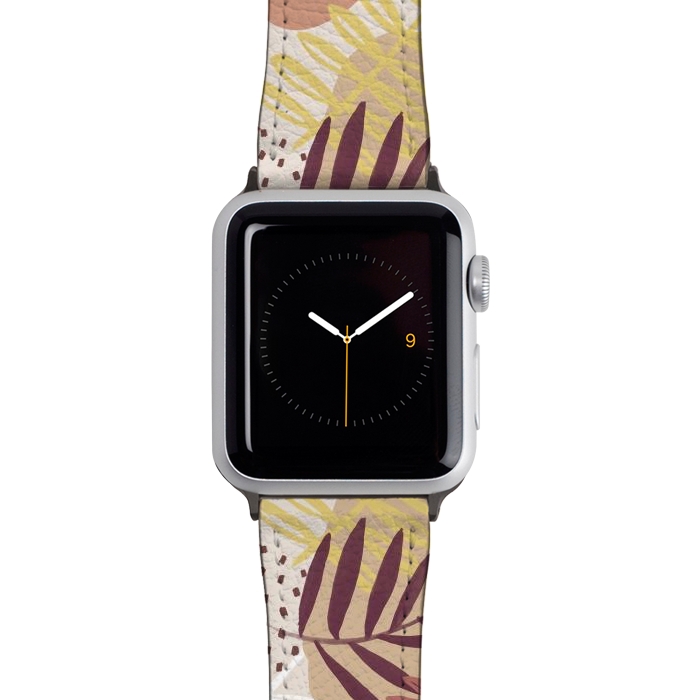 Watch 38mm / 40mm Strap PU leather Modern tropical leaves and spots - terracotta by Oana 
