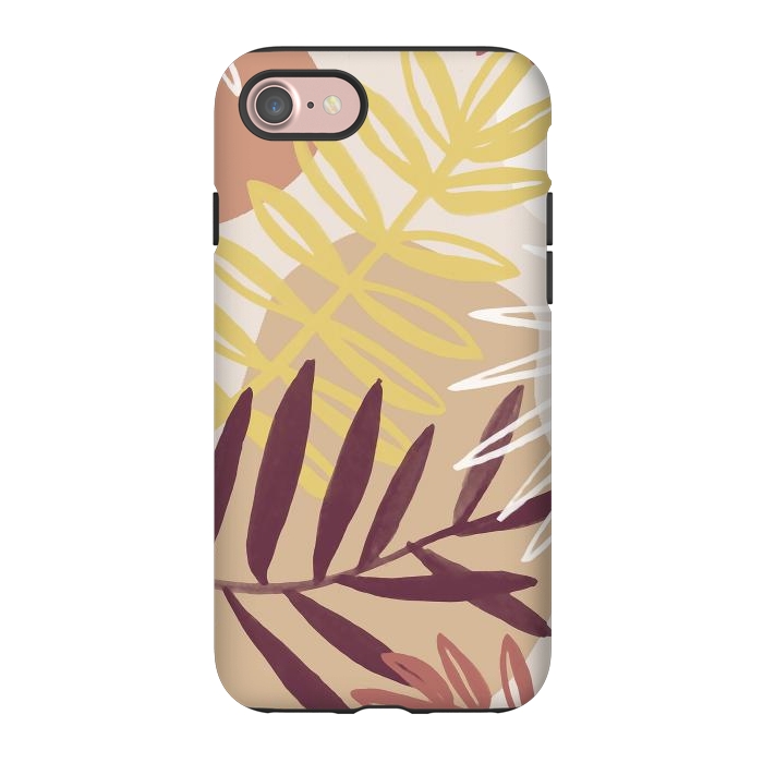 iPhone 7 StrongFit Minimal brown tropical leaves by Oana 