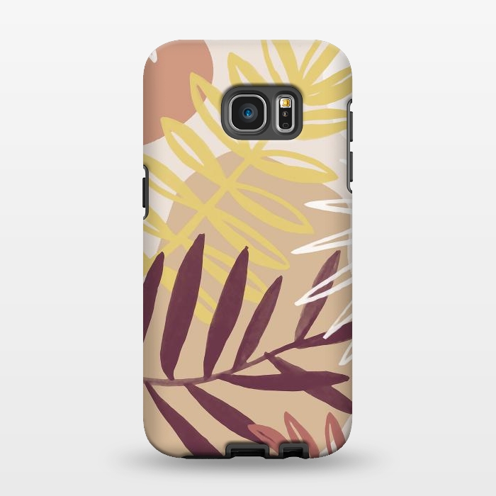 Galaxy S7 EDGE StrongFit Minimal brown tropical leaves by Oana 