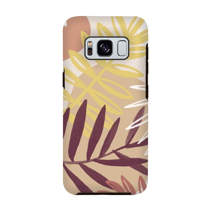 Galaxy S8 StrongFit Minimal brown tropical leaves by Oana 