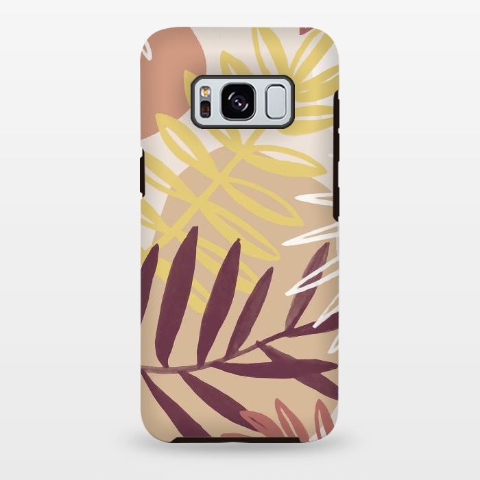 Galaxy S8 plus StrongFit Minimal brown tropical leaves by Oana 