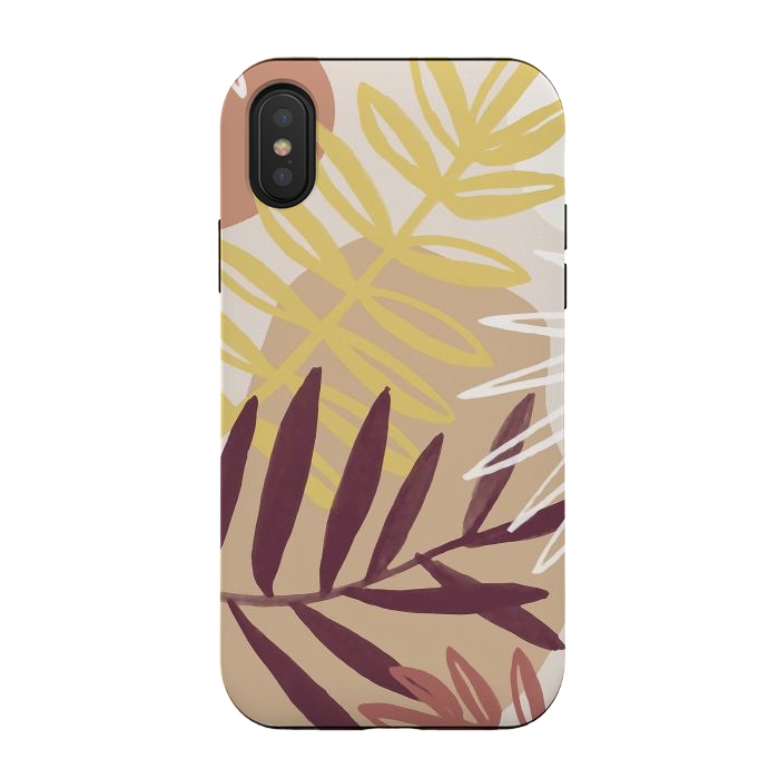 iPhone Xs / X StrongFit Minimal brown tropical leaves by Oana 