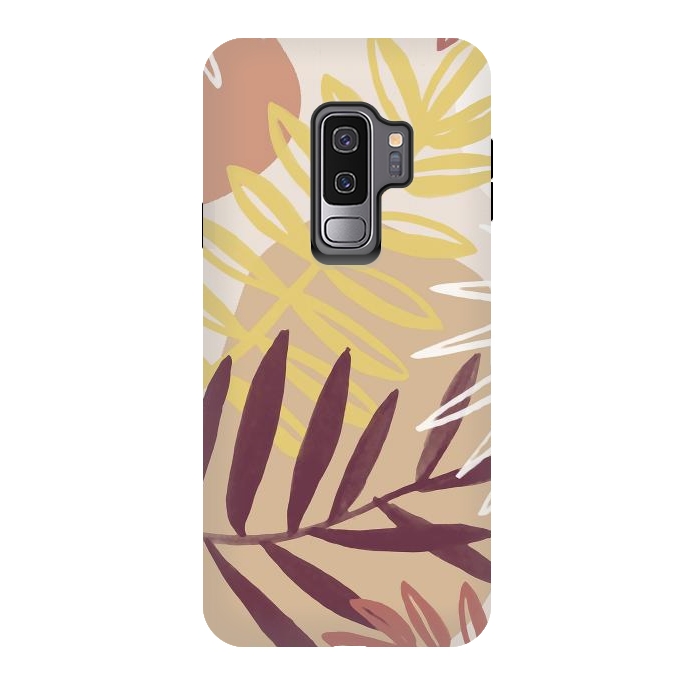 Galaxy S9 plus StrongFit Minimal brown tropical leaves by Oana 