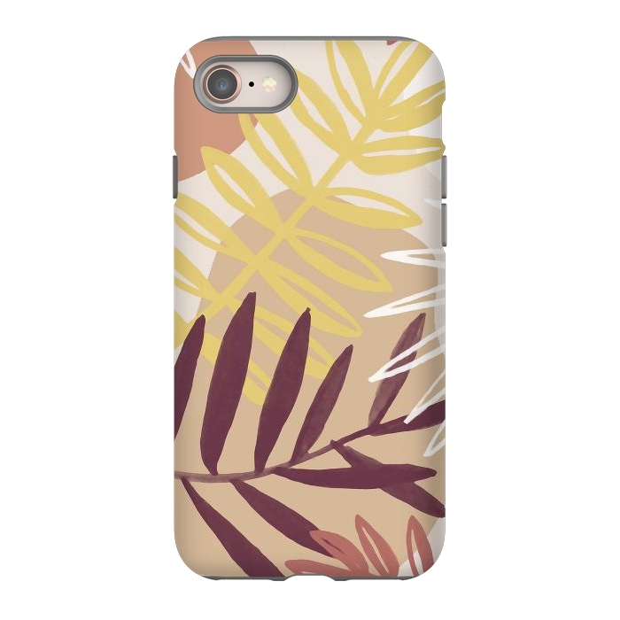 iPhone 8 StrongFit Minimal brown tropical leaves by Oana 