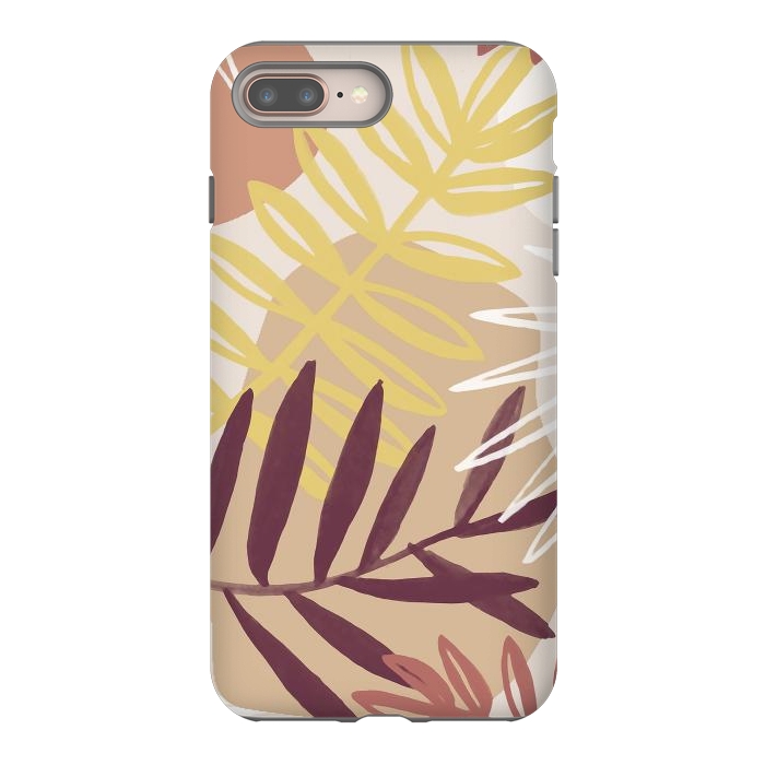 iPhone 8 plus StrongFit Minimal brown tropical leaves by Oana 