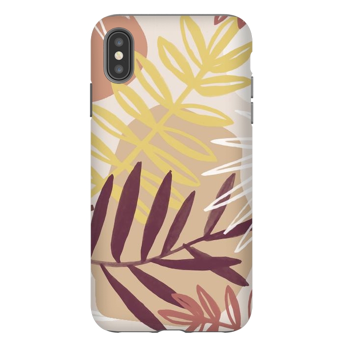 iPhone Xs Max StrongFit Minimal brown tropical leaves by Oana 