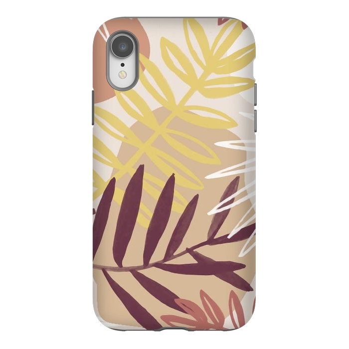 iPhone Xr StrongFit Minimal brown tropical leaves by Oana 