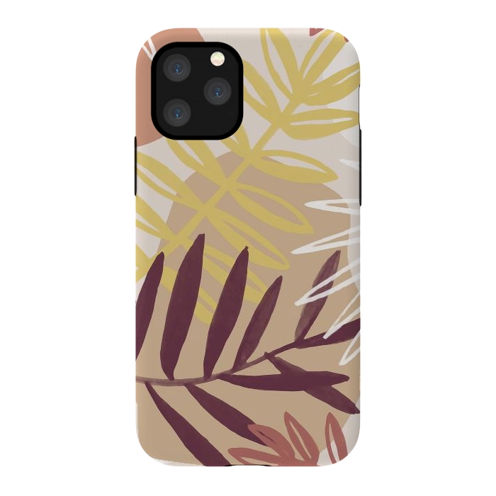 iPhone 11 Pro StrongFit Minimal brown tropical leaves by Oana 
