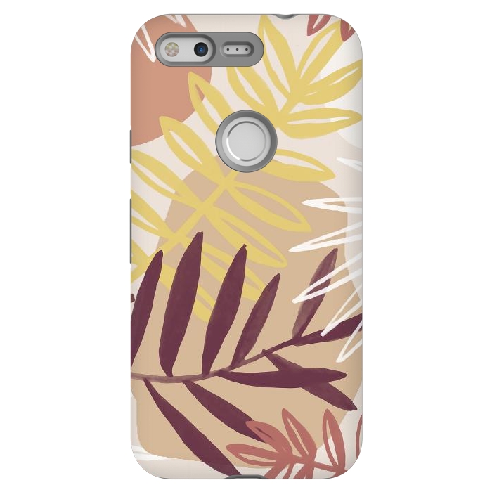 Pixel StrongFit Minimal brown tropical leaves by Oana 