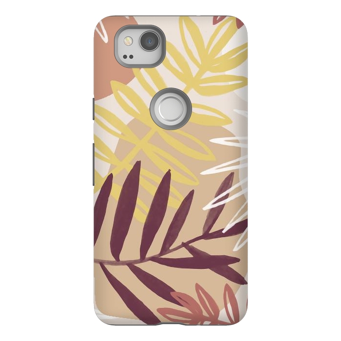 Pixel 2 StrongFit Minimal brown tropical leaves by Oana 