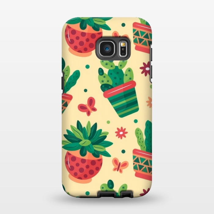 Galaxy S7 EDGE StrongFit cactus green pattern 4 by MALLIKA