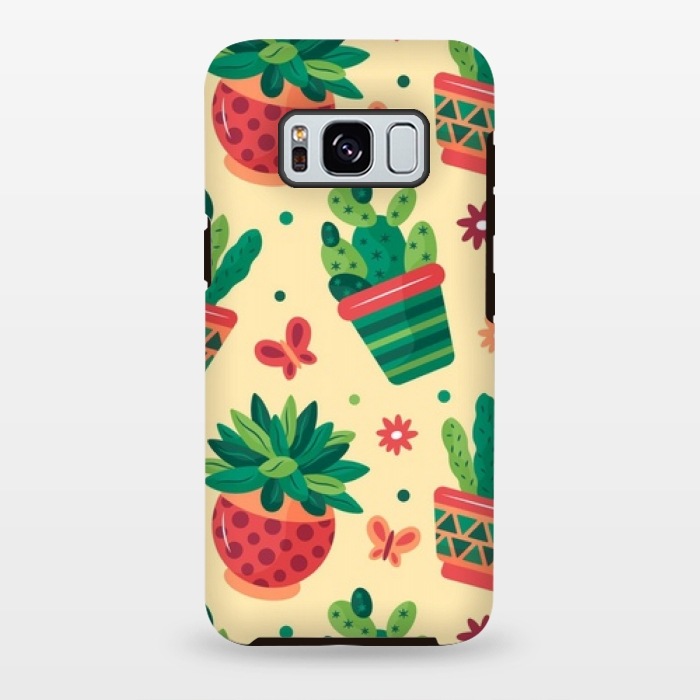 Galaxy S8 plus StrongFit cactus green pattern 4 by MALLIKA