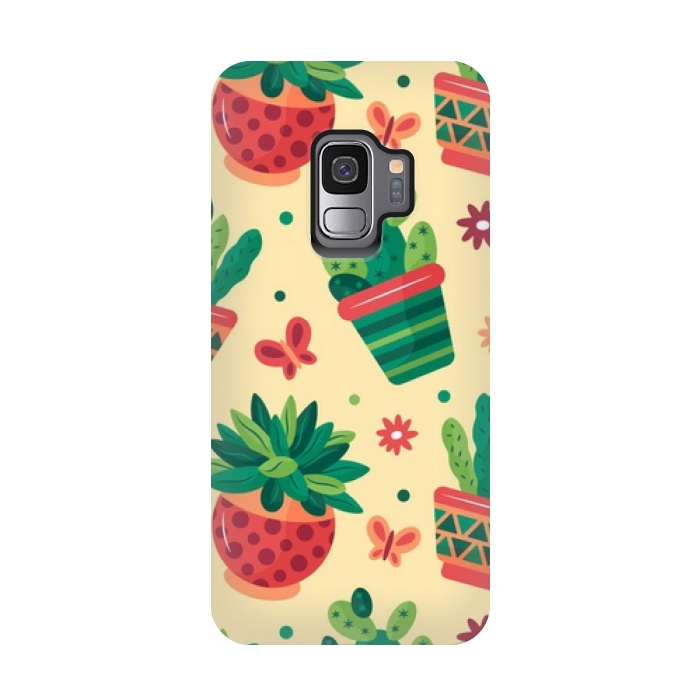 Galaxy S9 StrongFit cactus green pattern 4 by MALLIKA