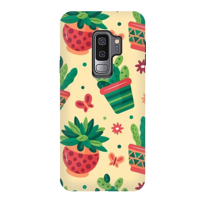 Galaxy S9 plus StrongFit cactus green pattern 4 by MALLIKA