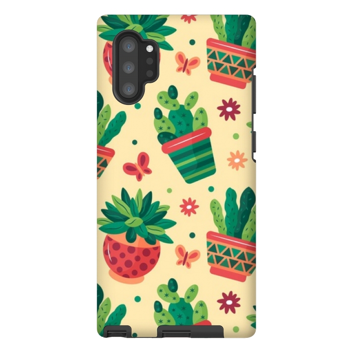 Galaxy Note 10 plus StrongFit cactus green pattern 4 by MALLIKA