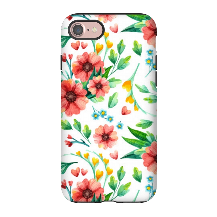 iPhone 7 StrongFit orange peach floral pattern by MALLIKA