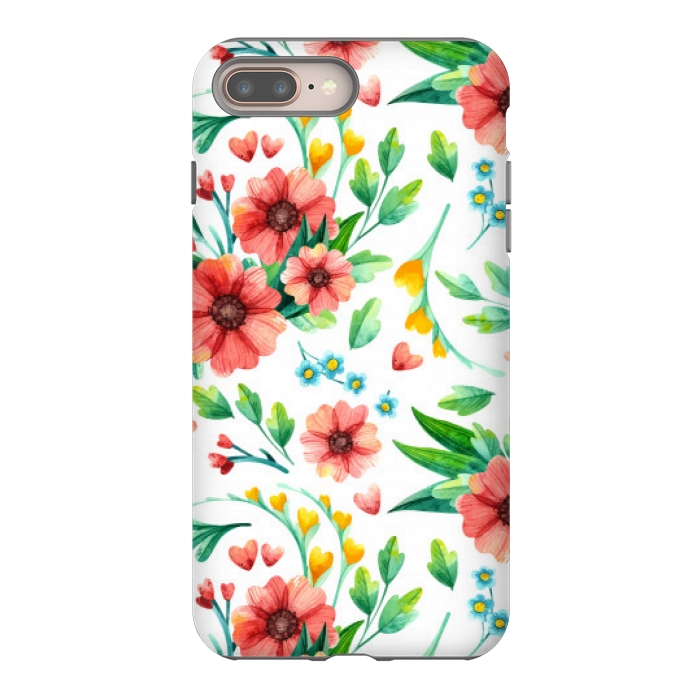 iPhone 7 plus StrongFit orange peach floral pattern by MALLIKA