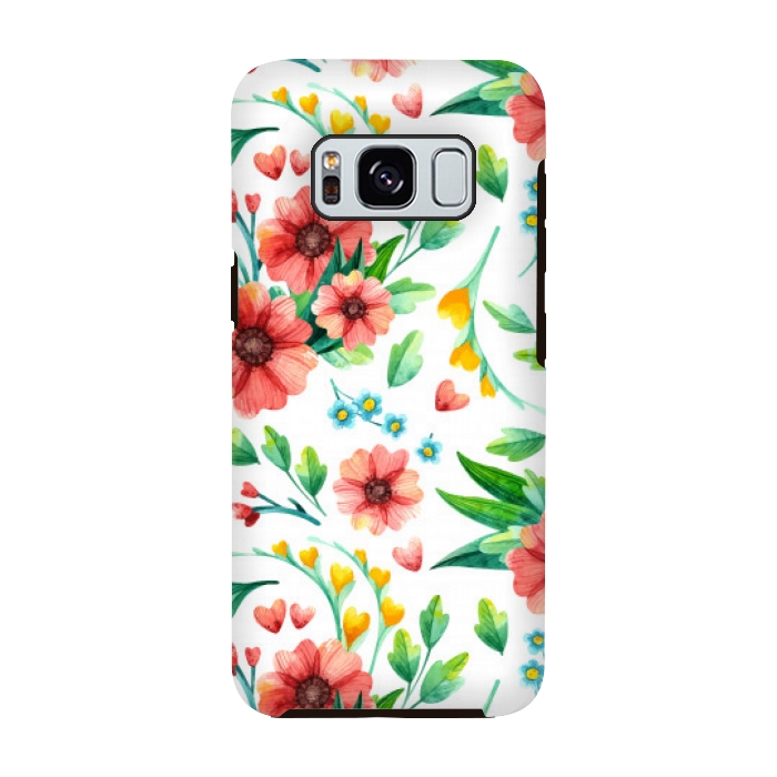 Galaxy S8 StrongFit orange peach floral pattern by MALLIKA