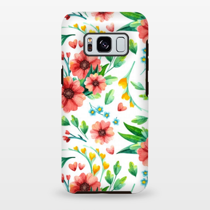 Galaxy S8 plus StrongFit orange peach floral pattern by MALLIKA