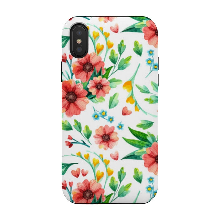 iPhone Xs / X StrongFit orange peach floral pattern by MALLIKA