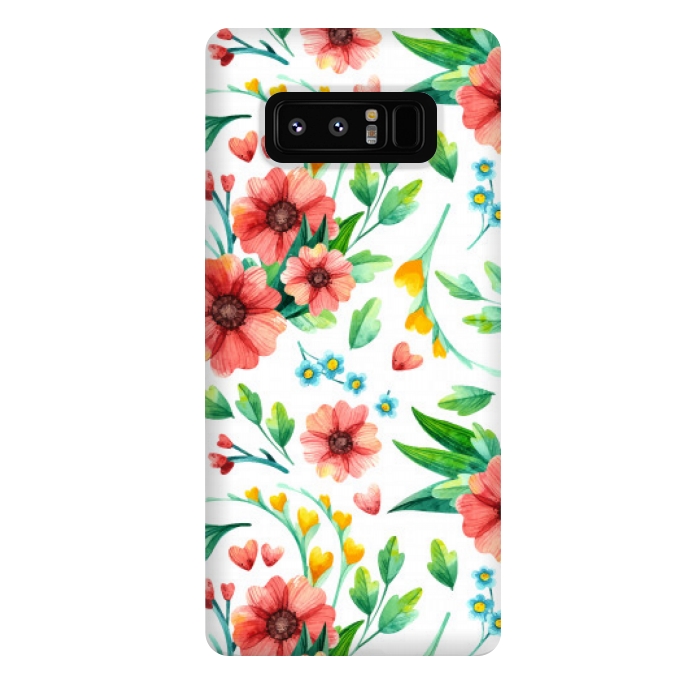Galaxy Note 8 StrongFit orange peach floral pattern by MALLIKA
