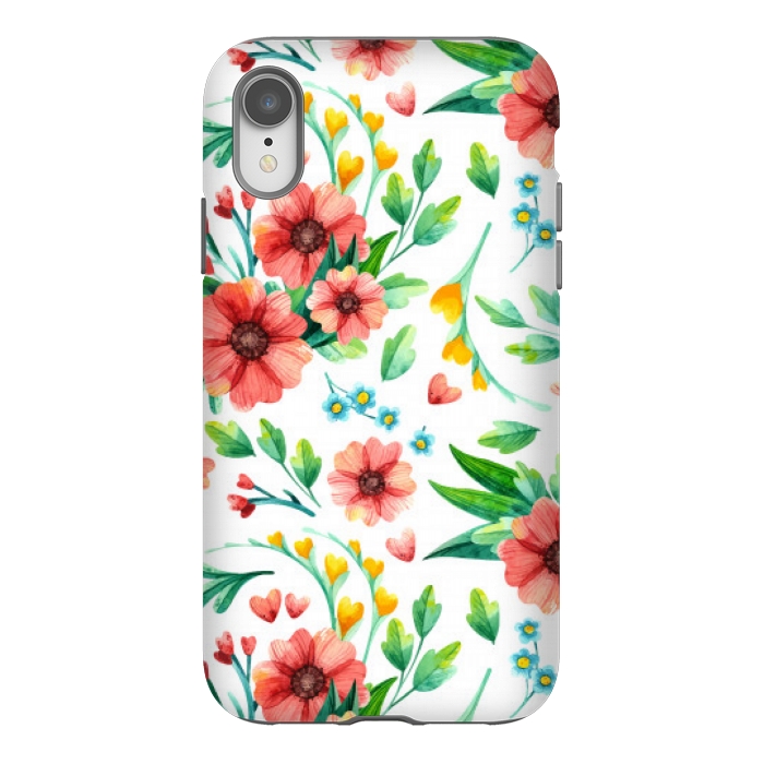 iPhone Xr StrongFit orange peach floral pattern by MALLIKA