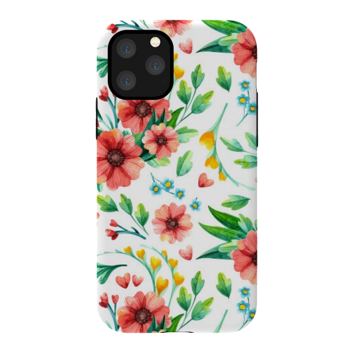 iPhone 11 Pro StrongFit orange peach floral pattern by MALLIKA