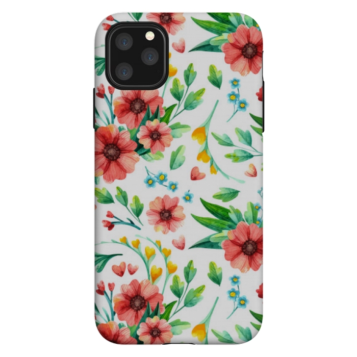 iPhone 11 Pro Max StrongFit orange peach floral pattern by MALLIKA