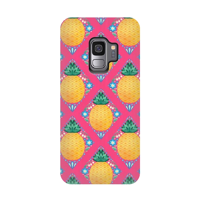 Galaxy S9 StrongFit Bright Pineapple by Noonday Design