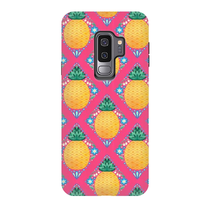 Galaxy S9 plus StrongFit Bright Pineapple by Noonday Design
