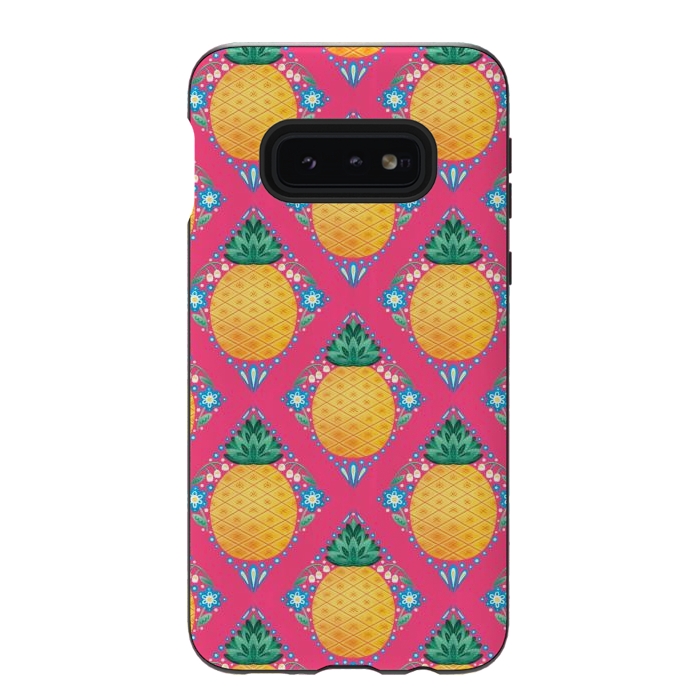 Galaxy S10e StrongFit Bright Pineapple by Noonday Design