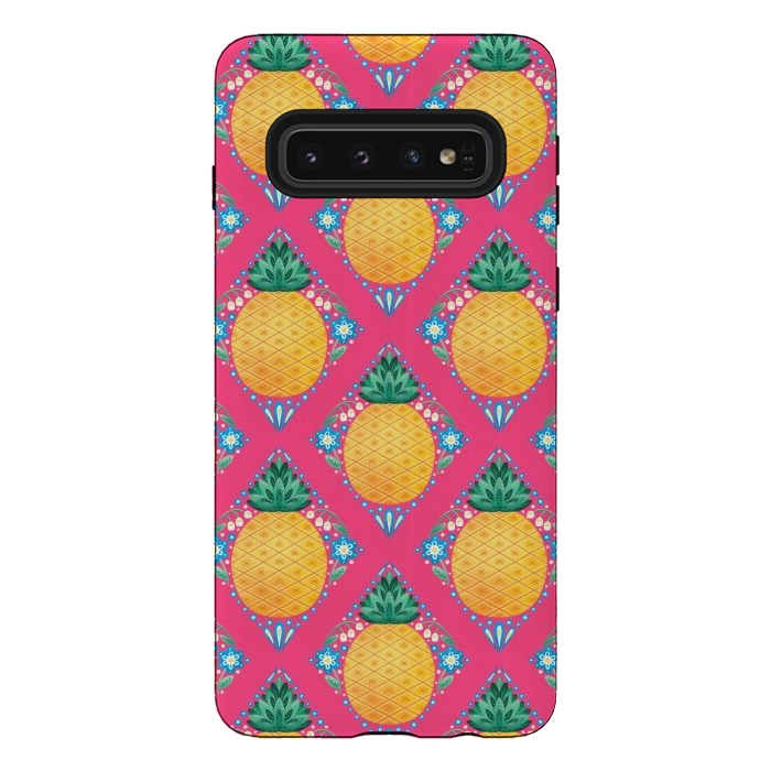 Galaxy S10 StrongFit Bright Pineapple by Noonday Design