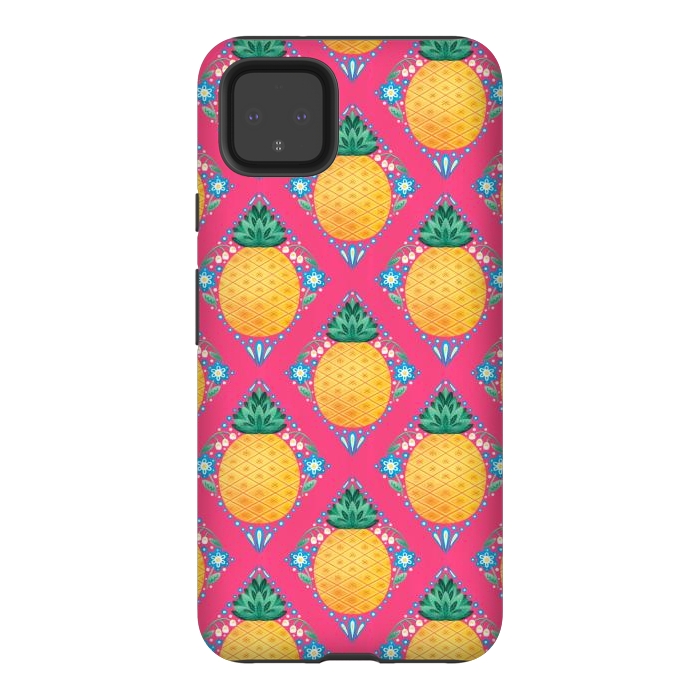 Pixel 4XL StrongFit Bright Pineapple by Noonday Design