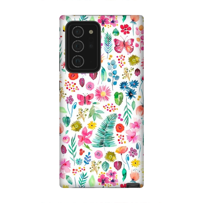 Galaxy Note 20 Ultra StrongFit Colorful Botanical Plants and Flowers by Ninola Design