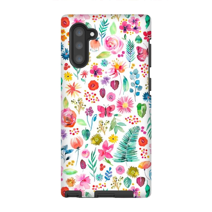 Galaxy Note 10 StrongFit Colorful Botanical Plants and Flowers by Ninola Design